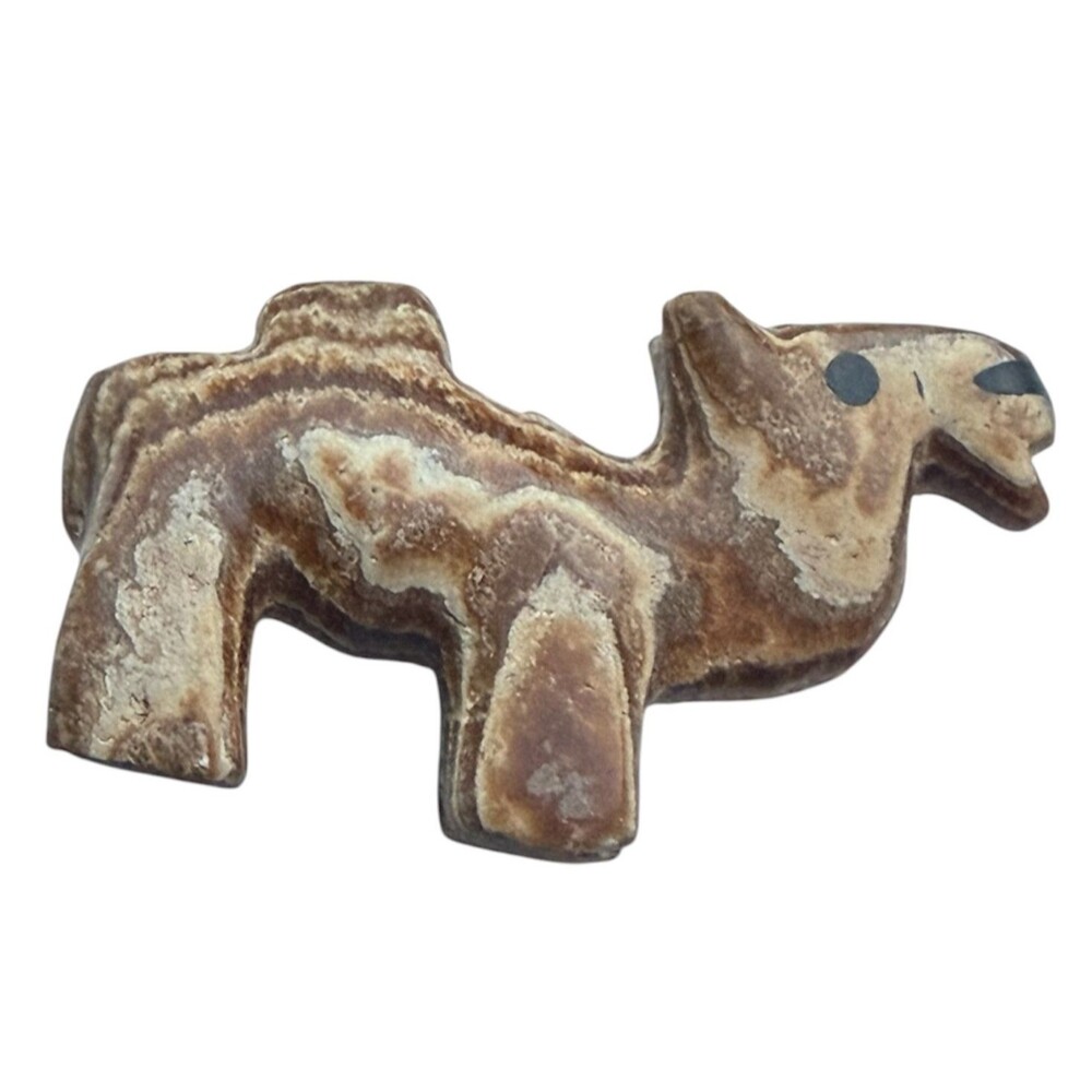 Moroccan Onyx Carved Stone Camel Figurine Folk Art Sculpture Aragonite Dromedary